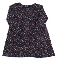 Tmavomodro-růžové květované šaty Vertbaudet