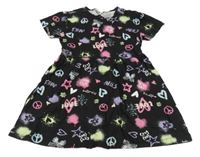 Černo-barevné bavlněné šaty s nápisy Primark