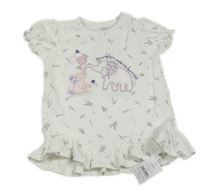 Nové - Bílá žebrovaná tunika se slonem a kvítky Nutmeg