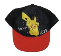 Černo-červená kšiltovka s Pikachu 