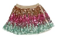 Zlato-růžovo-mátová flitrová sukně H&M