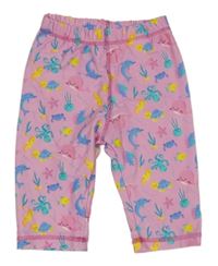 Růžové UV capri legíny s mořskými živočichy 