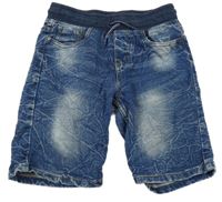 Modré teplákovo/riflové kraťasy s úpletovým pasem Kiki&Koko