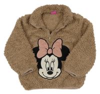 Starorůžová chlupatá mikina s Minnie Disney