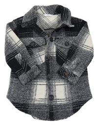 Černo-šedo-smetanová kostkovaná košilová bunda M&S