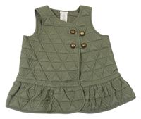 Khaki šusťáková prošívaná zateplená vesta 
