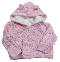 Růžový propínací podšitý svetr s kapucí Mothercare 