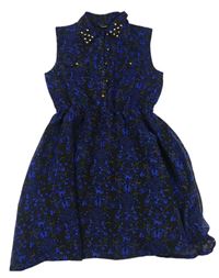 Černo-modré vzorované šifonové šaty George 