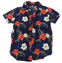 Tmavomodrá košile s květy Primark