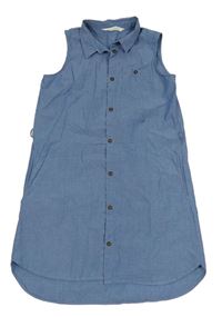 Modré riflové propínací šaty s límečkem H&M