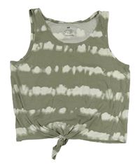 Khaki-bílý vzorovaný crop top H&M