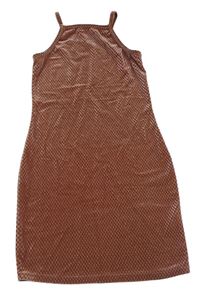Starorůžové sametové vzorované šaty Matalan
