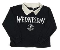 Černá crop mikina s Wednesday a límečkem Zara