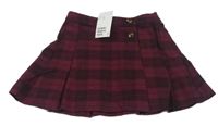Nové - vínovo-tmavorůžová kostkovaná skládaná sukně H&M