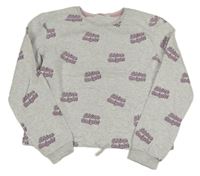 Šedá crop mikina s nápisy H&M