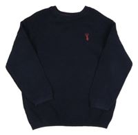 Tmavomdrý vzorovaný svetr s jelenem Next 