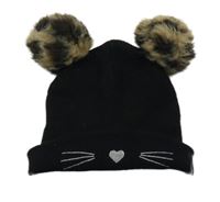 Černá pletená čepice s myškou Matalan