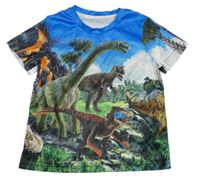 Modré tričko s dinosaury 