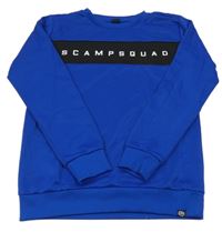 Kobaltově modro-černá mikina s nápisem