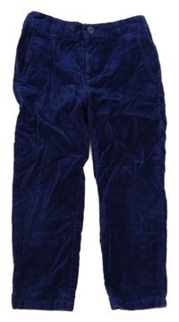 Kobaltově modré sametovo/riflové straight kalhoty H&M