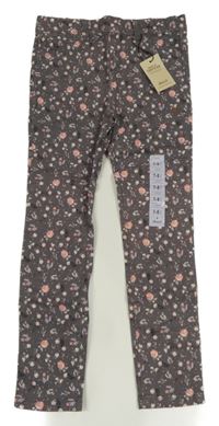 Nové - Šedé džegíny s kytičkami Denim Co.