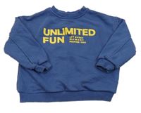 Tmavomodrá mikina s nápisy Zara 