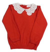 Červený svetr s límečkem Primark