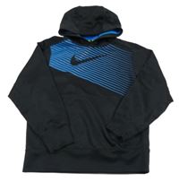 Černo-modrá mikina s logem a kapucí Nike 