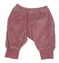 Růžové sametové kalhoty s volánky Mothercare