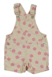 Světlerůžové kytičkované laclové riflové kraťasy Dopodopo 