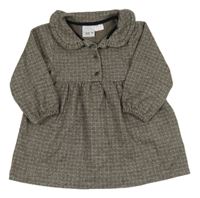 Béžovo-hnědo-bílé kostkované šaty s límečkem Zara 