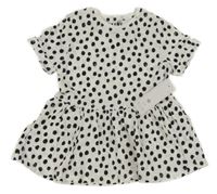 Nové - Bílo-černá puntíkovaná peplum tunika F&F