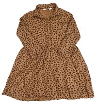 Skořicovo-hnědé vzorované košilové šaty H&M
