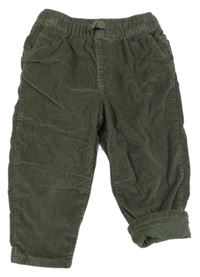 Khaki manšestrové podšité kalhoty Zara