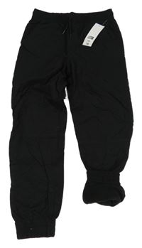 Nové - Černé plátěné podšité cuff kalhoty F&F