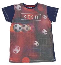Červeno-tmavošedo/tmavomodré melírované tričko s míči Matalan