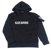 Černá sportovní mikina s logem a nášivkou a kapucí BLACK BANANAS