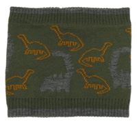 Khaki-šedý pletený nákrčník s dinosaury Topolino