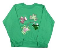 Zelená mikina s 3D trojlístky St. Bernard