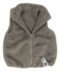 Nové - šedá kožešinová zateplená vesta St. Bernard