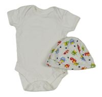 2Set - Bílé body George + čepice s příšerkami St. Bernard