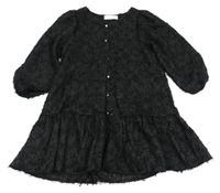 Černé propínací šaty s třásněmi ZARA