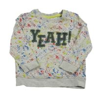 Šedo-barevná melírovaná skvrnitá mikina s nápisem Liegelind