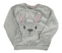 Šedo-bílá plyšová mikina se zajíčkem Ergee