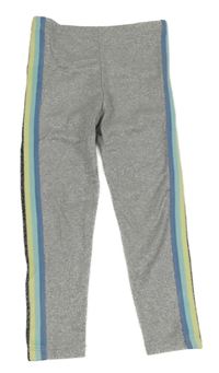 Šedo-stříbrné melírované legíny s barevnými pruhy PRIMARK