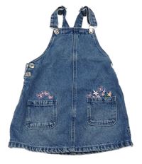 Modré riflové šaty s motýlky a kytičkami PRIMARK