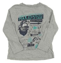 Šedé melírované triko s opičkou a nápisy F&F