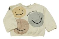 Smetanové oversize triko se smajlíky a nápisem Next