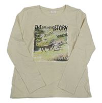 Smetanové triko s koníky S. Oliver