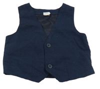 Tmavomodrá kostkovaná vzorovaná slavnostní vesta H&M